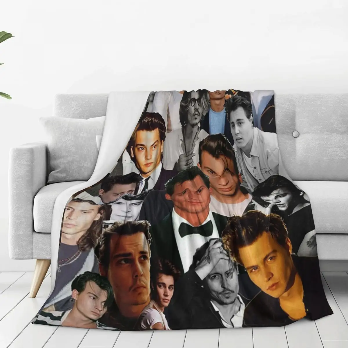 Johnny Depp Collage Blankets Fleece Multi-function Sofa Throw Blankets For Couch Bedding Travel Throws Bedspread Quilt