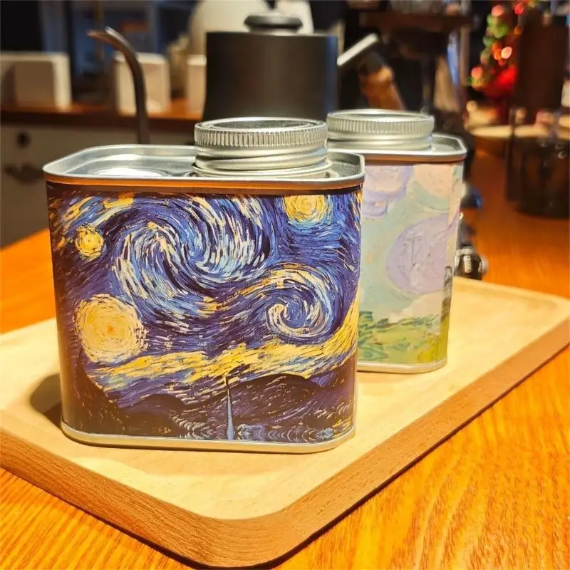 J6PE Tinplate Storage Bottle Coffee Bean Metal Container for Home and Kitchen Use