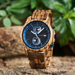 Bobo Vogel Hout Horloge Mannen Luxe Houten Polshorloges Reloj Hombre Lichtgewicht Quartz Klok Chronograaf Cadeau Voor Mannen Dropshipping