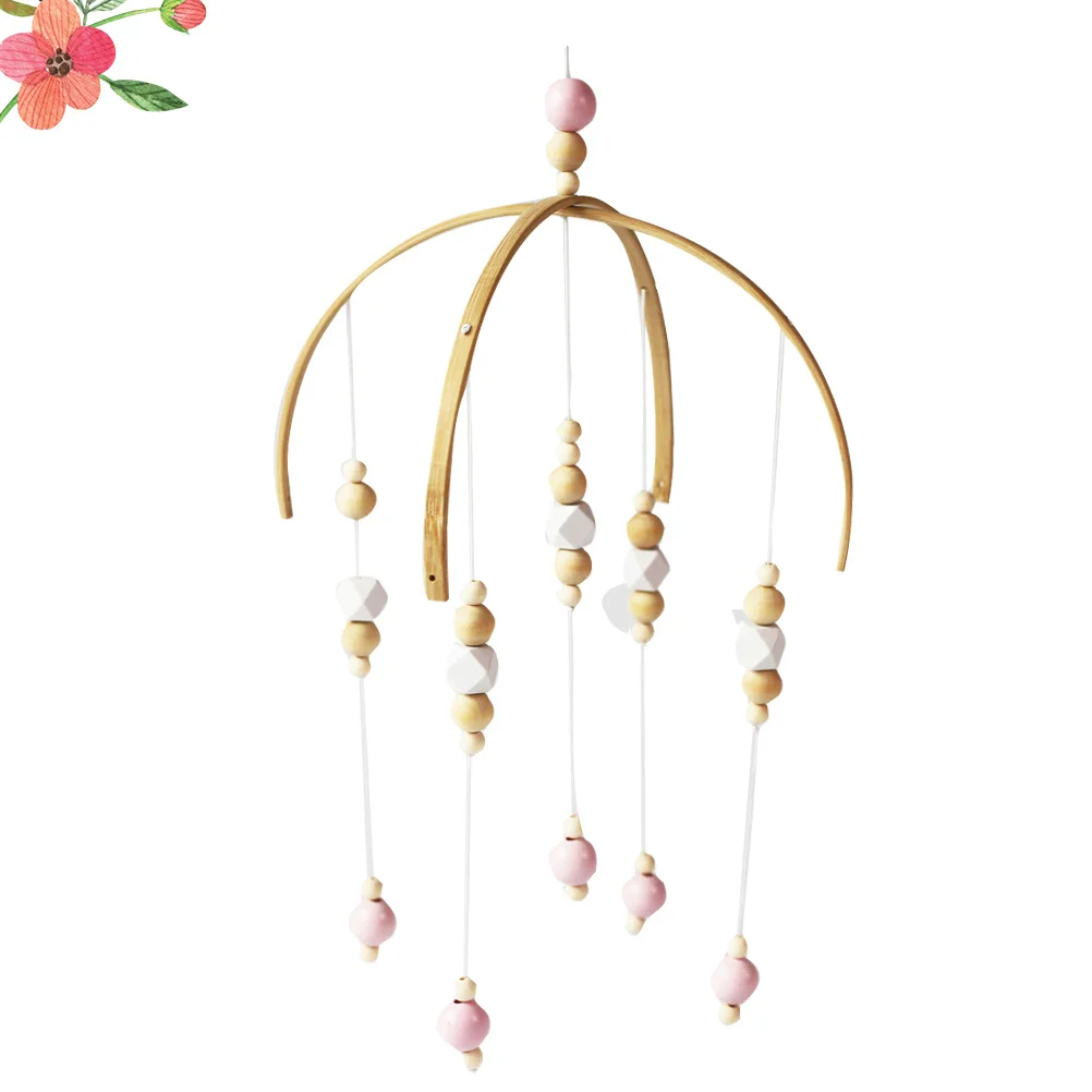 Scandinavische stijl houten kralen windgong handgemaakte dikke milieuvriendelijke babykamer decoratie fotografie rekwisieten bedbel hangend