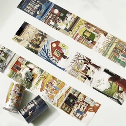 Vintage Catch Happy Moment Girl Washi PET Tape Planner DIY Card Making Scrapbooking Plan Decorative Sticker