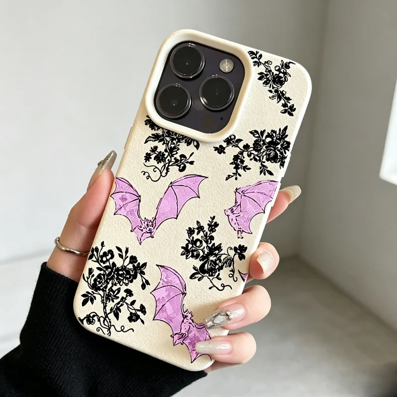 Gothic Bat Black Floral Case For Samsung A05S A06 A07 A15 A16 A17 A34 A35 A53 A54 A55 S23 S24 FE S25 S26 Ultra A26 A36 A56 Case