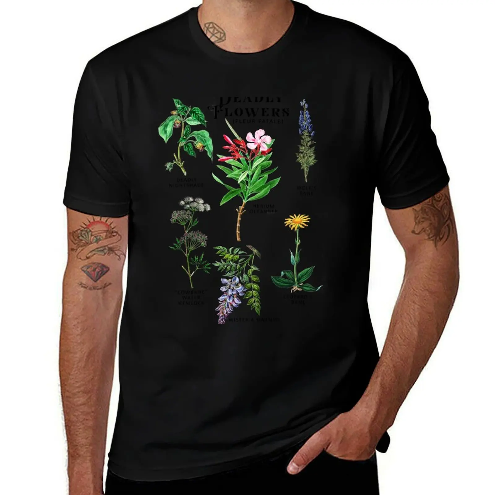 Poisonous Flowers Deadly Fleur Fatale Botanicals Plants T-Shirt Plus Size Outdoor Casual Top