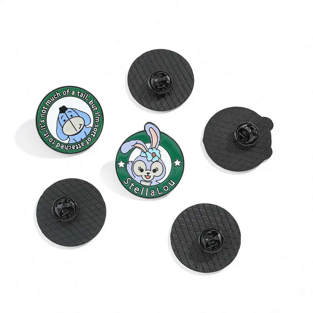 Round Anime Peripheral Cartoon Kawaii Star Delu Winnie The Bear Mickey Minnie Brooch Badge Cute Creative Pin Gift Wholesale