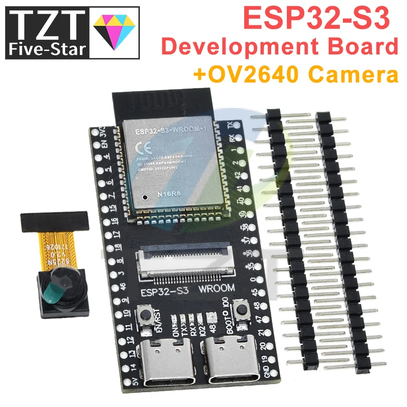 Imagem -05 - Tzt Cam Placa de Desenvolvimento Cam Wifi Módulo Bluetooth Câmera Ov2640 Wroom N16r8 Esp32-s3