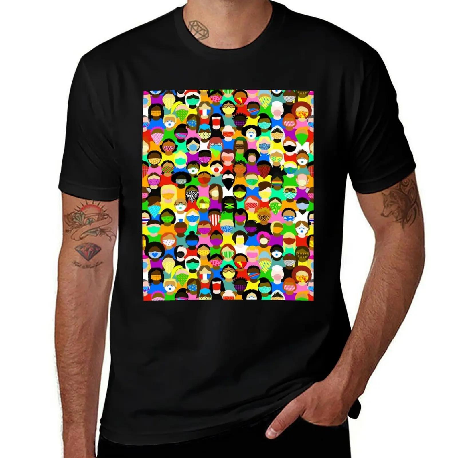 

Quilt of Masks T-Shirt man t shirts cotton t shirt for man 100 percent cotton