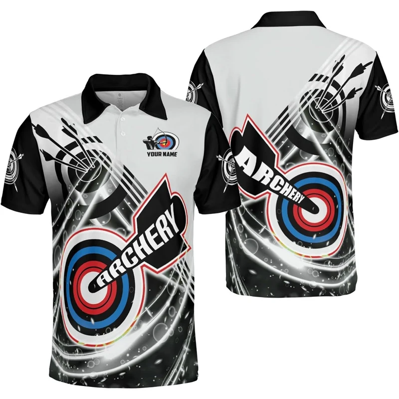 Archery Lover Cool Bullseye Print Design Polo Shirt Unisex Comfortable Loose Custom Name Short Sleeve Polo Shirts Novel Trend
