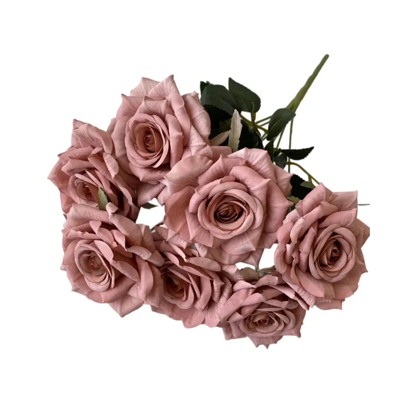 NEW 41CM 7 Forks Silk Screen Rose Artificial Flower Wedding Living Room Decoration Road Guide Bouquet, Artificial Flower image 3