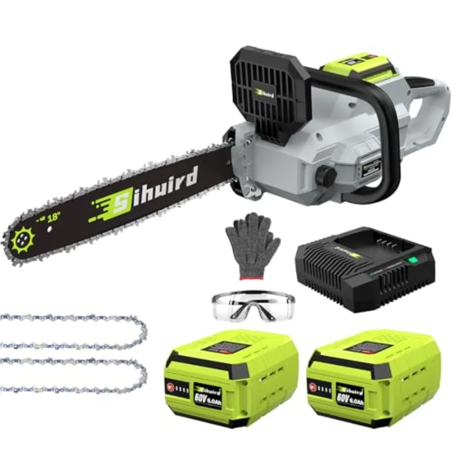 

60V 18-Inch Cordless Chainsaw for tree and wood cutting brushless motor tool-free chain tension auto lubrication black-gray hig