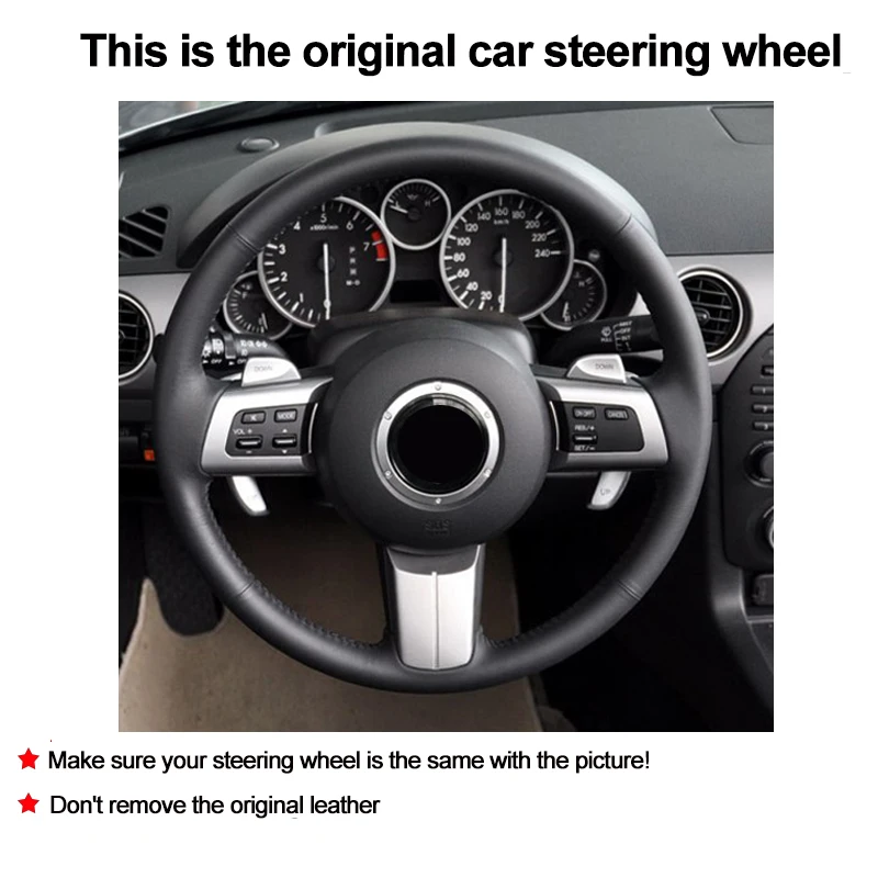 Hand Sewing Car Steering Wheel Cover Volant For Mazda MX-5 Miata 2006-2014 RX-8 2009-2012 CX-7 2006-2009 Funda Volante Auto