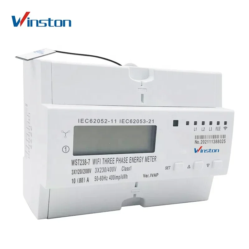 Three phase 4 wires din rail type smart WIFI electricity remote control energy meter ( IVAP )