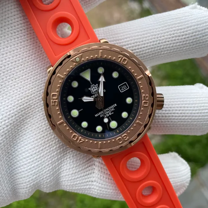 STEELDIVE Men Automatic Watch 47.5mm Bronze Tuna Mechanical Wristwatch Diver 30ATM Waterproof Luminous Sapphire Mirror NH35
