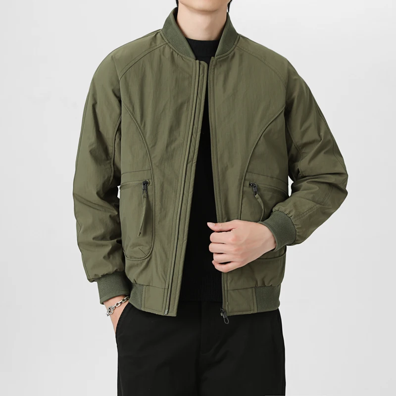 

Men's White Duck Down Down Jacket Fall Winter Thick Warm Standing Collar Thick Warm Flight Workwear Parka Jacket