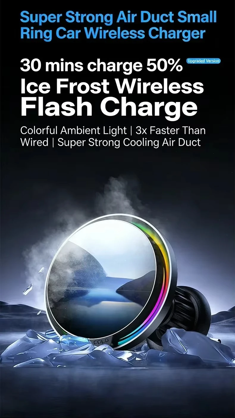 25W Qi2.2 Magnetisches Kabelloses Autoladegerät für MagSafe RGB Lüftungsschlitz-Handyhalterung Schnelles Laden für iPhone 17 16 Pro Samsung Android – Detail 4