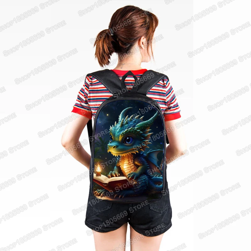 Fantasy Magic Dragon Print Backpack Cartoon Dragon Baby Student Schoolbags Women Men Laptop Rucksack Outdoor Travel Daypack