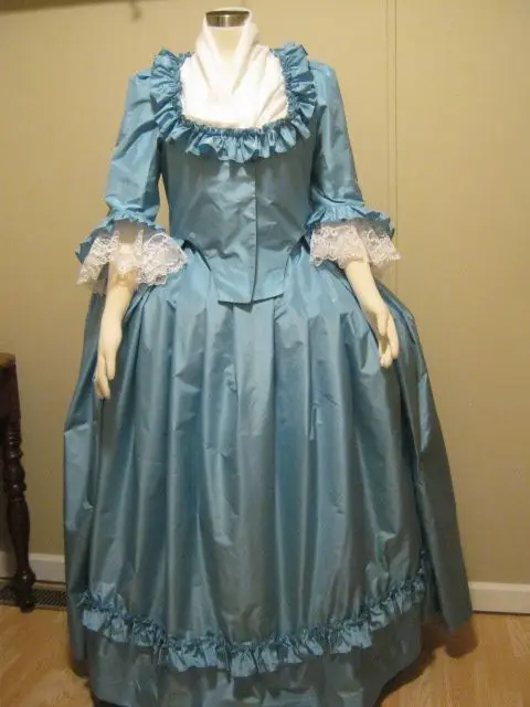 

18th Century Georgian Historical Costume Blue Rococo European Medieval Victoria Queen Princess Dress Marie Antoinette Ball Gown