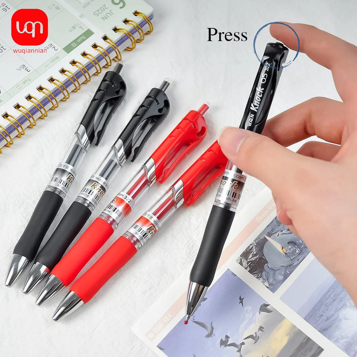 Gel Pens 0.5mm Black Red Ink Office School Press Button Writing Gel Pen For Student Office Supplies