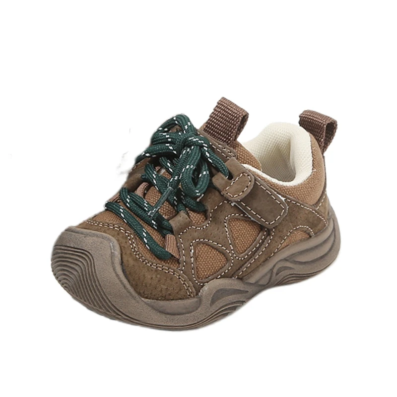 Brand Toddler Genuine Leather Running Shoes Boys,Green Brown Toddler Girls Trainers Children Tennis Casual Travel Sneakers Shoe