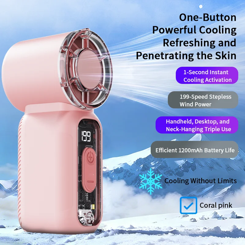 Super Mini Rechargeable Handheld High Speed Fan Powerful Wind Ultra-Quiet Fan Digital Display Popular Summer Fan