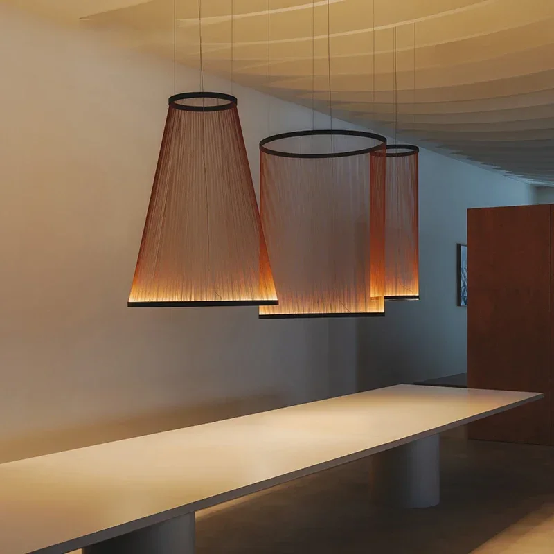 

Nordic Minimalist Wabi Sabi Tassel Line Art Chandelier Living Dining Room Loft Home Decor Pendant Lamp Duplex Villa Stair Light