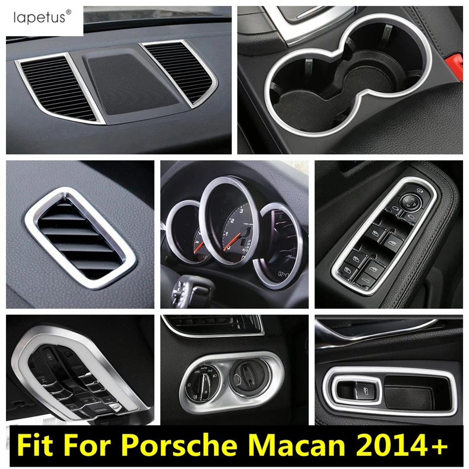 

Water Cup Holder Window Lift Button Dashboard AC Air Cover Trim For Porsche Macan 2014 - 2023 ABS Matte Accessories Interior Kit