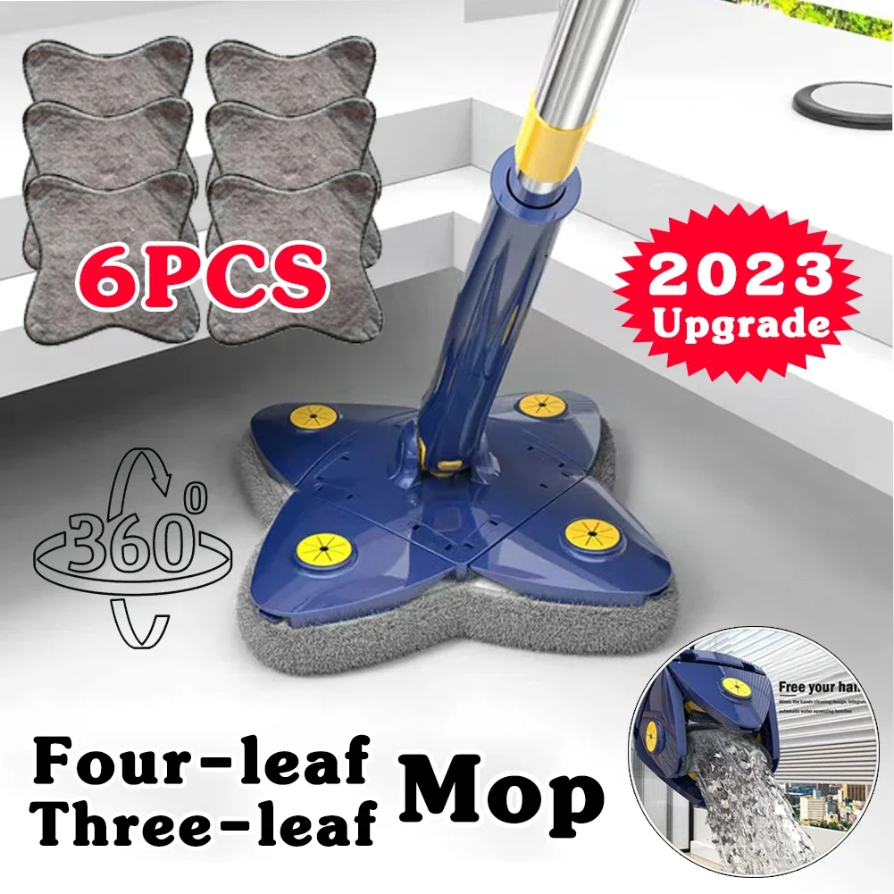 Four-leaf Cleaning Mop Floor Cleaner 360° Squeeze Floor Mop Adjustable Water Absorption Wet and Dry for Home Door Corner Gadgets