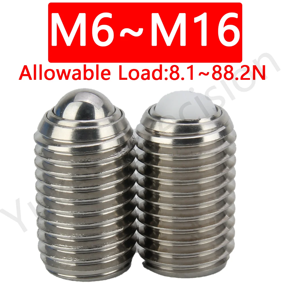 

YK327 Large Stock Bolts Plunger Stainless Steel Ball / POM Ball Ball Movable and Retractable With Spring Roller Ball Plungers