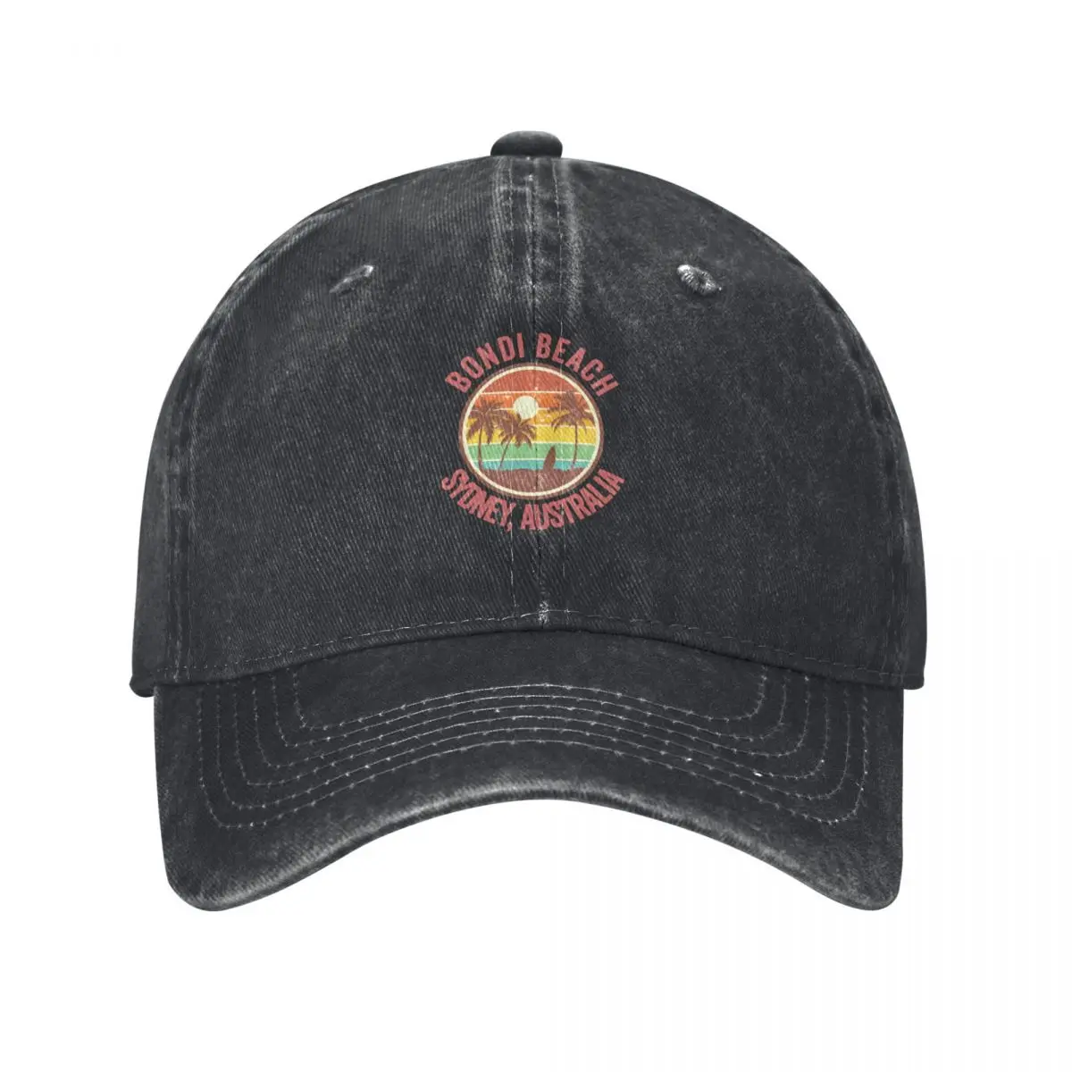 Retro Bondi Beach Sydney Australia Sunset Baseball Cap Trucker Hat funny hat Beach Women's Golf Wear Men's