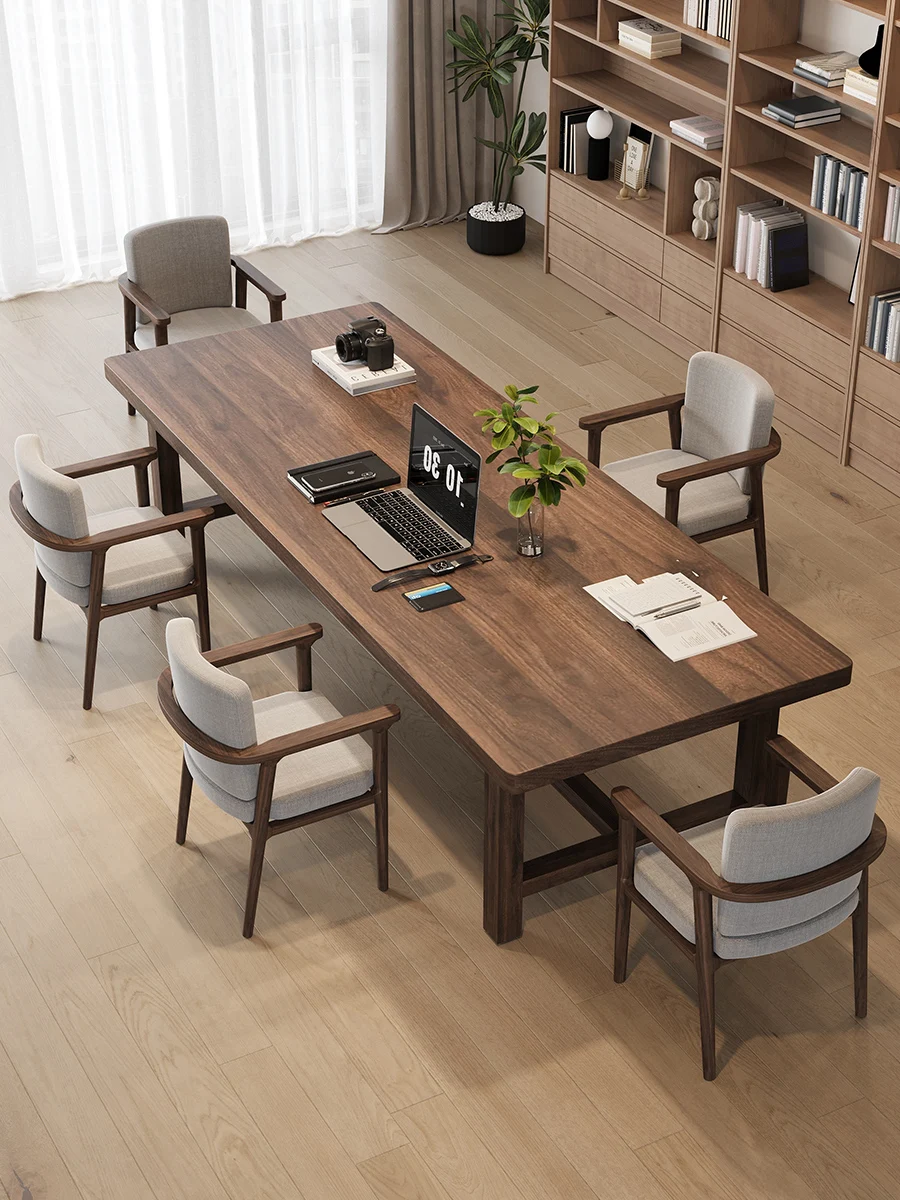 

High-end living room solid wood large long desk large board table worktable learning reading table home modern