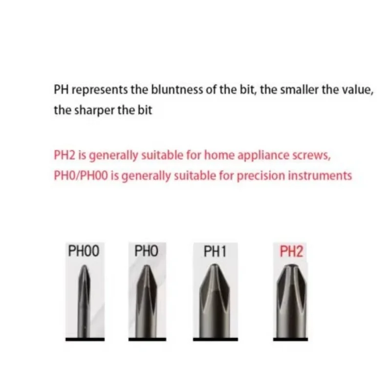 1PCS 50/75/100mm Magnetic Slotted Screwdriver Bit S2 Steel 1/4 Hex Shank 65mm Made Of High-strength S2 Alloy Steel PH0/PH1/PH2