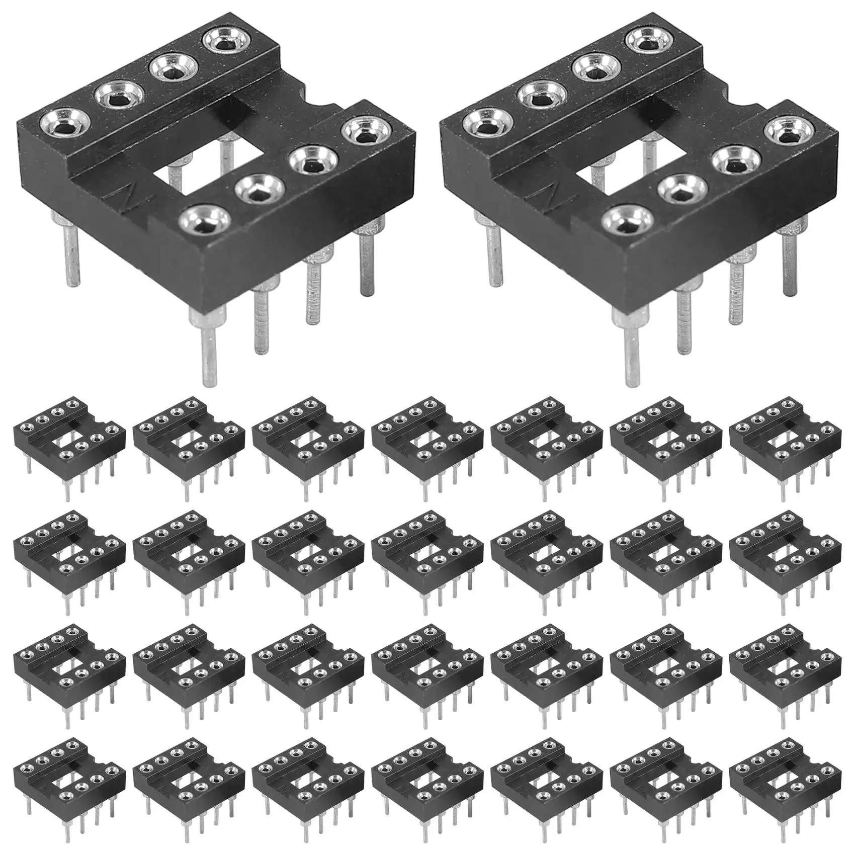 A64I (R) 60 Pcs 8 Round Pin 2.54mm Pitch DIP Ic Adaptor Sockets