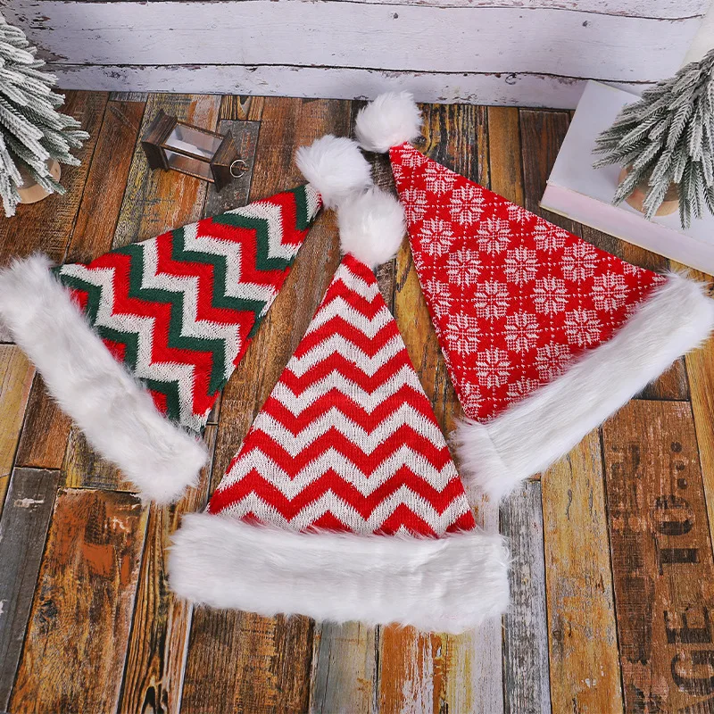 

2025 New Christmas Hat Plush Knitted Santa Claus Hat Warm Enlarged Thickened Large Ball Hat Fashionable And Cute Christmas Hat