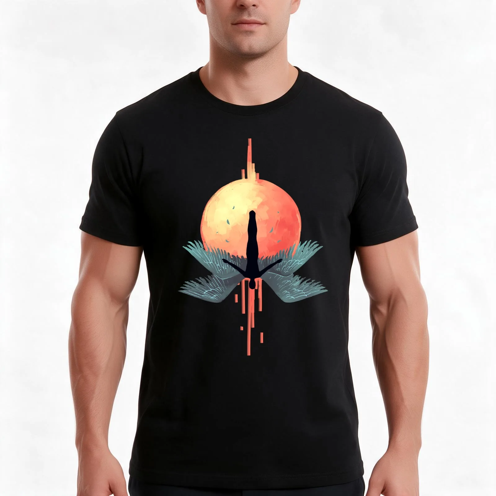 Icarus T-Shirt, Summer Casual Cotton Tee, Oversized Streetwear Tops, Vintage Graphic Print, Loose Fit Short Sleeve, 100% Cotton