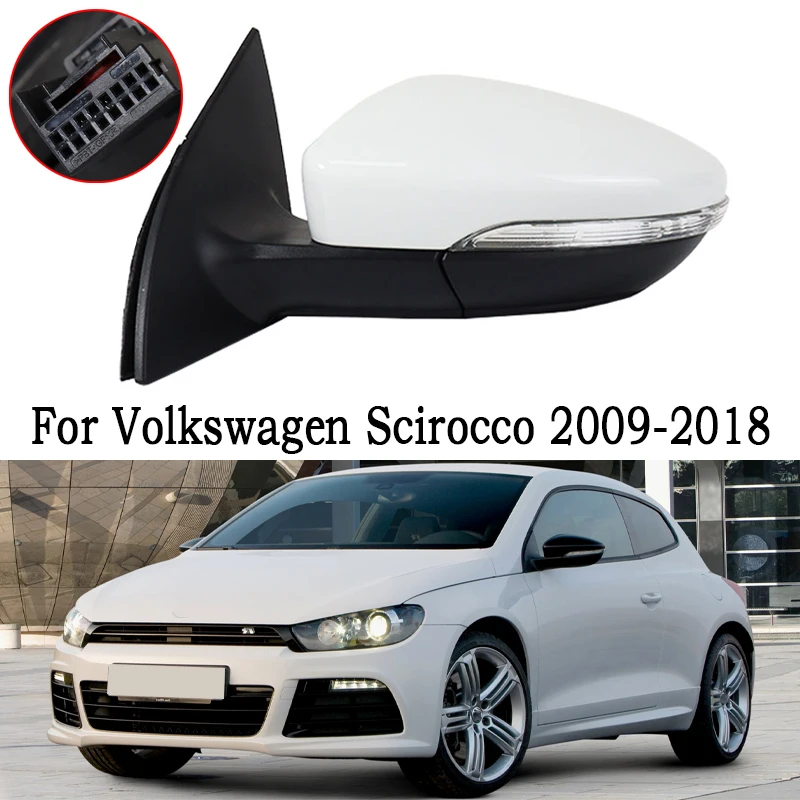 Car Side Rear View Mirror Assembly Accessories For Volkswagen VW Scirocco 2009-2018 Auto Heated Fold Turn Signal Light