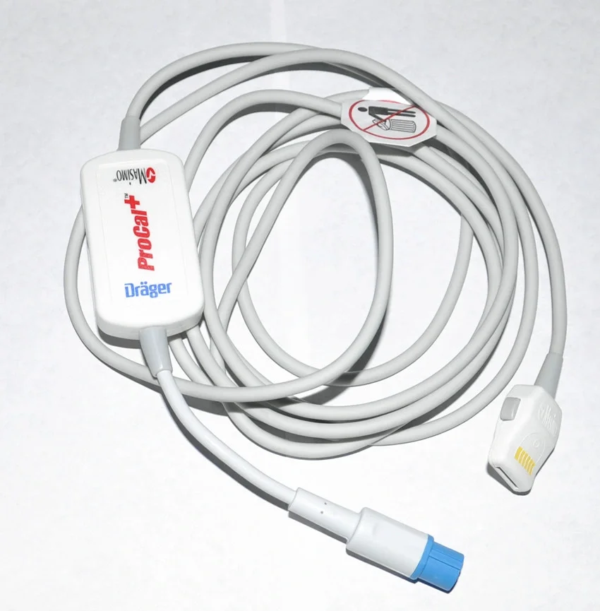 Drager ProCal Spo2 Masimo LNOP-kabel 2 meter 6,6 ft 7-pins 7492601   Geschikt voor ProCal Spo2 Masimo LNOP Hoge kwaliteit