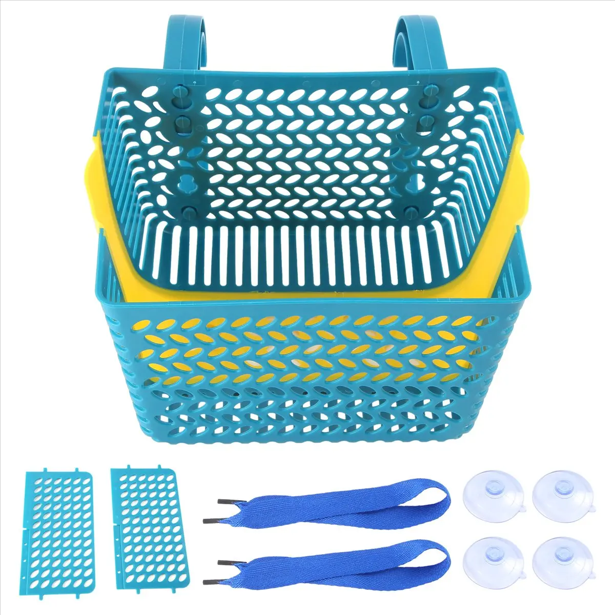 MALL Poolside Storage Basket, Swimming Pool Storage Basket, Above Ground Pool Basket, Suction Cup Storage Basket Blue