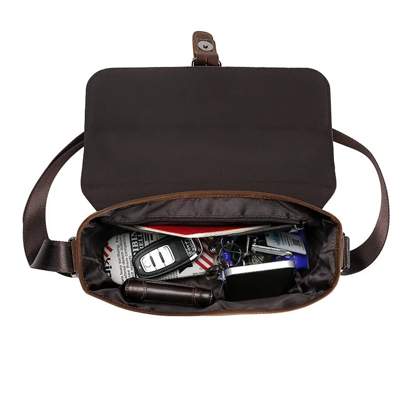 Douyin leather men's casual shoulder bag retro Crazy Horse leather oblique span bag outdoor travel first layer cowhide men's bag