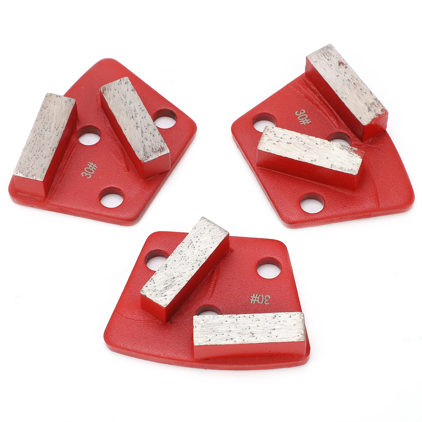 3Pcs Diamond Grinding Shoes 30# Trapezoid 2 Long Teeth Aggressive Cutting Segments for Concrete Floor Grinding