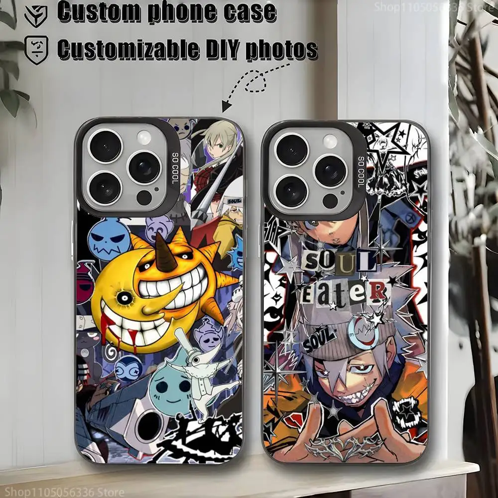

S-Soul Eater Anime Phone Case For iPhone 16,15,14,13,12,11,Mini,Pro,MAX,plus,Black Matte Shockproof Cover