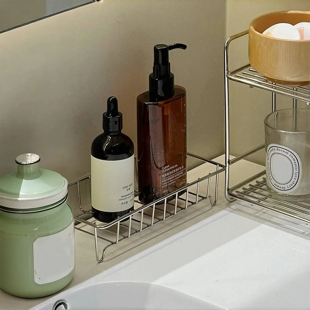 Stainless Steel Bathroom Storage Rack Waterproof Space Saving Kitchen Organizer Shelf Multipurpose Modern Design Storage Stand