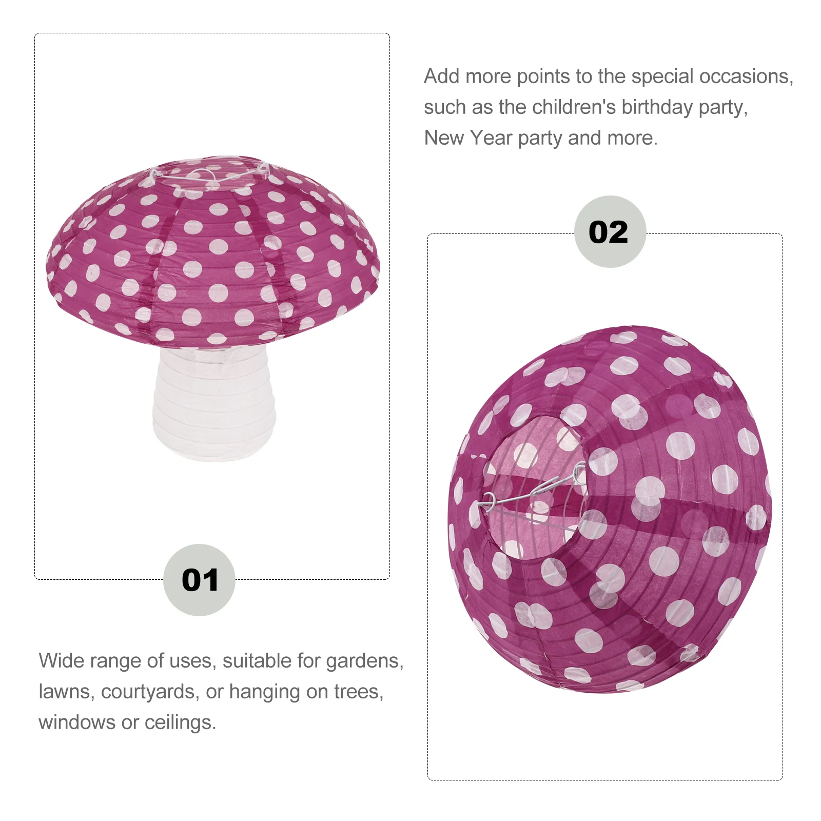 

3 Pcs Mushroom Lantern Decoration Wedding Party Supplies Paper Steel Wire Birthday Child Decorations