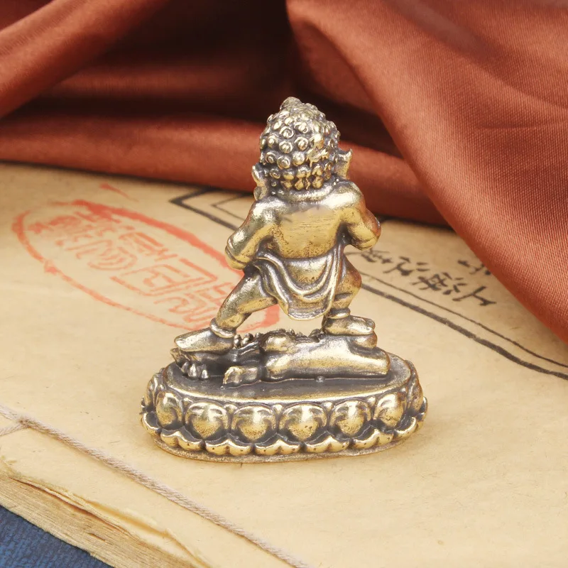 Vintage Brass Black Of Desktop Ornament Tibetan Buddha Statue Five-Way God Of Wealth Bronze Sculpture Craft Collectio