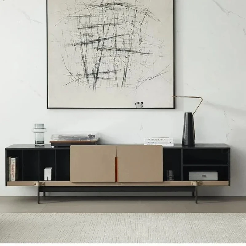 

Итальянский минималистичный светлый роскошный журнальный столик из орехового дерева, шкаф для телевизора, комбинированный напольный шкаф, боковой шкаф для телевизора