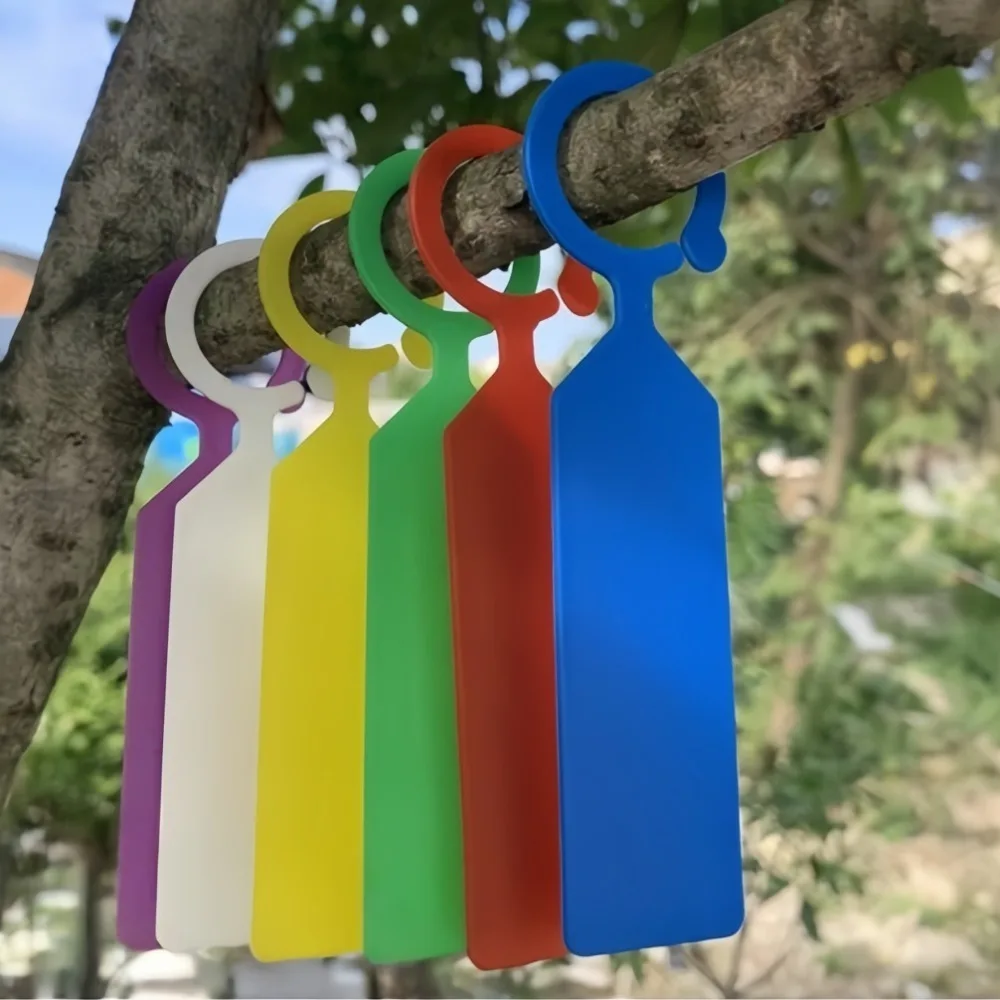50pcs Fruit Tree Hanging Waterproof Plastic Labels Gardening Plant Labels Greenhouse Bonsai Markers Supplies Grape Tags Buckle