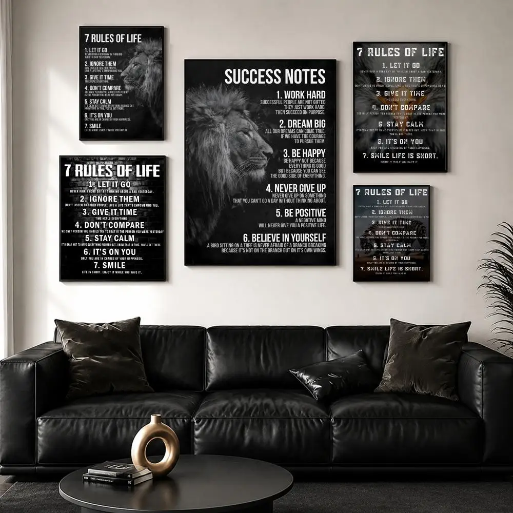 7 Rules Of Life Motivation Poster Perfect Sticker Self Adhesive Wall Art Designed for Home Office Dining Spaces