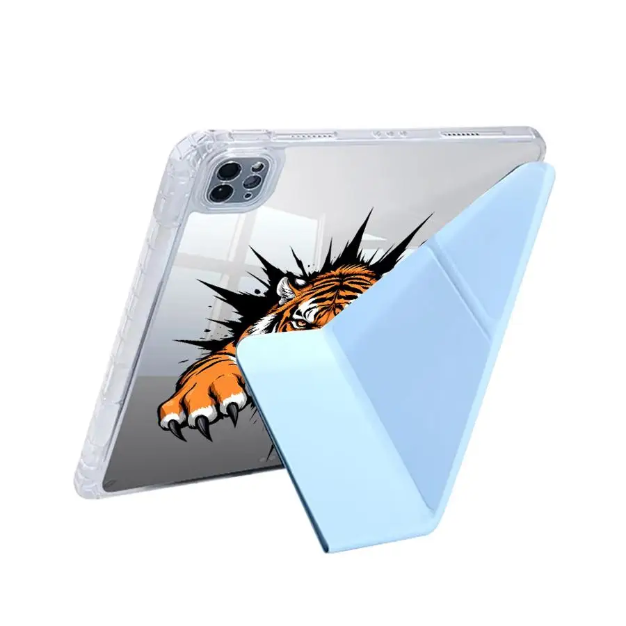 Tiger Claw Head Holder Cover Tablet Case For iPad Pro 2025 Mini 6 7 Pro 11th 10th 9th 8th 12 Air 4 5 M3 M2 M4 11inch Y-Fold