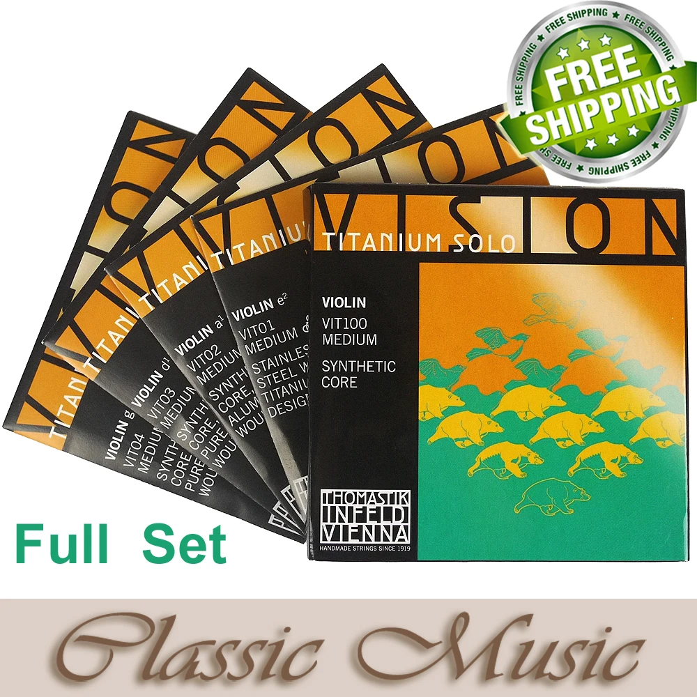 OriginalThomastik Vision Titanium Solo Violin Strings (VIT100),Full set ,Set 4/4 Medium. Made in Austria. free shipping,