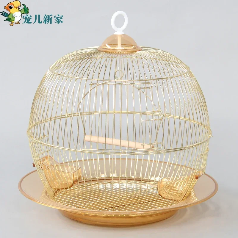 Tiger skin mandarin bird peony parrot cage round   metal  ornamental  iron art gold plated electric reproduction