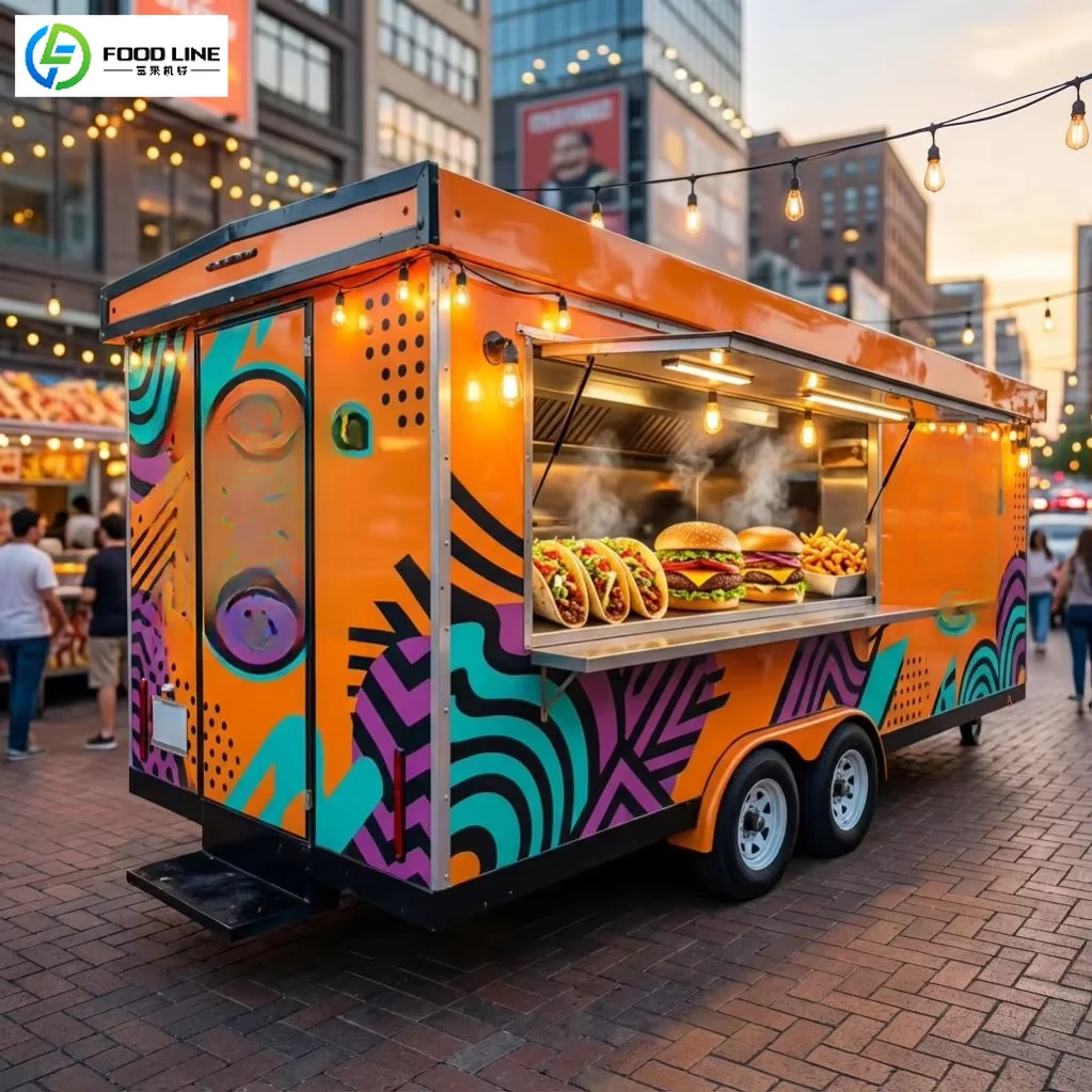 FOODLINE Manufacturer Food Concession Cart Anti Collision Corner Stable Frame Outdoor Snack Selling Trailer Unit