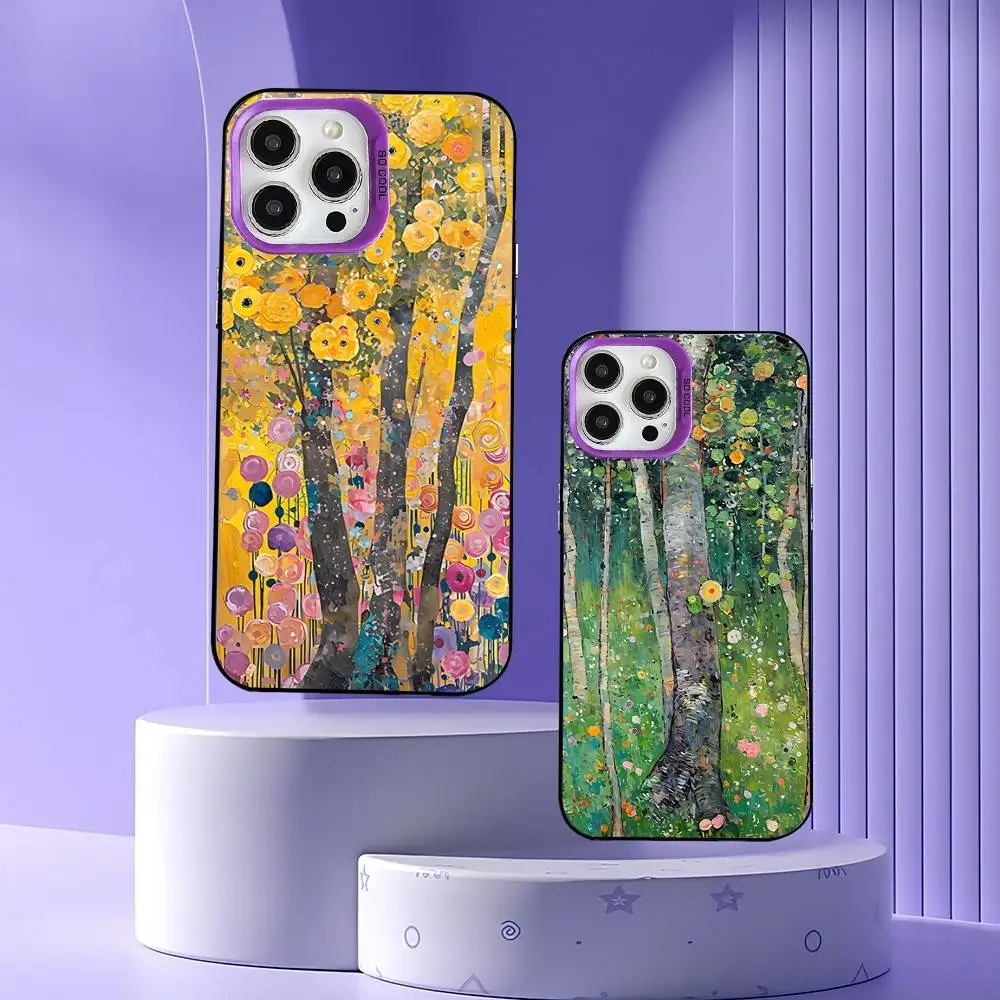 

G-Gustav Klimt ART Phone Case For iPhone 17,16,15,14,13,12,11,Pro,Max,Plus,E,Air,Mini Purple Tpu IMD Cover